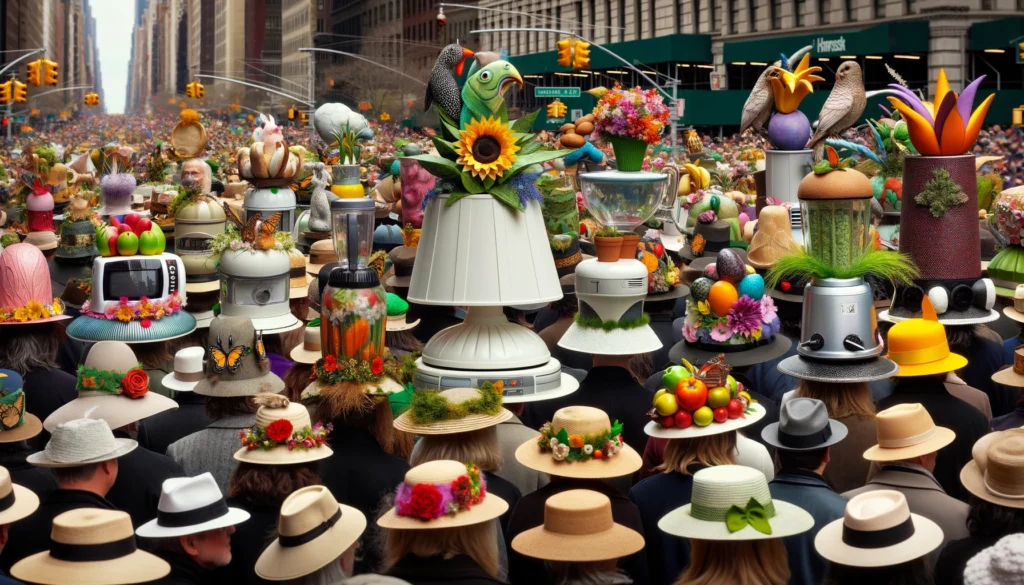 High-resolution AI image of dense crowd at NYC Easter Parade